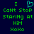 Green pixelated text on dark blue background reads "I ❤️ I CaNt Stop Staring At HiM XoXo" with a heart symbol replacing the word love.