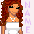 Pixelated character with long brown hair, white top, and pearl necklace, standing against light background with vertical purple text.