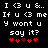 Pixelated text and red heart symbols on black background with animated heart color changes.