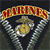 A pixelated icon features a golden eagle with outstretched wings holding a banner reading "MARINES" in red letters against a dark background.
