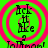 Green background with pink concentric circles and black text reading 'Tek It Like' above a stylized 'g' and 'Infini' below, repeated in four quadrants.