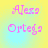 Pixelated pink text 'Alexa Ortega' on a yellow and cyan gradient background with visible pixelation.