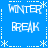 Blue background with white text reading "WINTER" and "BREAK" in a pattern, surrounded by snowflake and dotted line decorations
