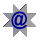 Blue @ symbol centered on a gray star with black and white accents, displayed in multiple variations of the same design.