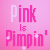 A 3x3 grid of animated frames showing a pixelated text animation with 'Pink Is Pimpin'' on pink backgrounds, each frame displaying different white particle effects around the letters.