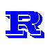 Four blue pixelated letterforms arranged in a on white background, each with distinct geometric shapes and negative space patterns