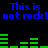 Blue text and green bar graphs on black background with repeated phrases 'This is not rock!'.