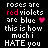 Pixelated text on black background with red 'red' and blue 'blue', pink heart, purple arrow, and magenta dots in three