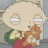 Static cartoon icon of a character with large round head, closed eyes, and small body holding an animal in red clothing against gray background.