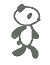 Two side-by-side animated frames of a pixelated cartoon character with dark green and white coloring against a gray background.