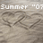 Pixelated image with white text 'Summer '07' at top and dark brown cursive script below on a beige background.