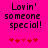 Pixelated text 'Lovin' someone special!' on bright pink background with five red hearts below, two versions differ in heart color intensity.