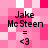 Pixelated pink and white checkered background with repeated text "Jake Mc Steen = <3" in black font across four identical sections.