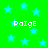 Green background with light blue stars and four instances of the text 'Poige' in white pixelated font.