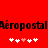 Red background with black text 'Aéropostal' repeated twice, each followed by five white and pink heart symbols arranged in a