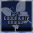 Dark blue background with light gray leafy branches and text reading "SAY GOODNIGHT AND GO" in pixelated font, animated with shifting star-like dots.