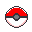 Four pixelated circular icons arranged in a , each featuring red top half, white bottom half, black horizontal band, and gray central button