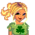 A 4x4 contact sheet of a pixel art animated icon featuring a blonde cartoon woman with green shamrocks, repeated "Kiss Me" and "I'm Irish" text, and scattered clovers on white background.