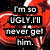 six with red and white abstract shapes and black text overlays expressing self-doubt and body image concerns