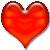 A pixelated red heart shape with gradient shading, outlined in dark brown against a white background.