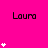 Bright pink background with repeated black text 'Laura' and varying white heart symbols in a pattern