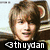 Four distinct poses of a person with light brown hair and dark clothing, each featuring the text 'thuydan' in white on black banner at bottom.