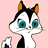 A 48x48 pixel animated buddy icon featuring a cartoon cat on the left and green text on a dark background on the right, displayed as a contact sheet with two frames.
