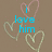 Brown background with light yellow and pink heart outlines, blue text reading "i love him so much!! but he doesn't even know it!!" in pixelated font.