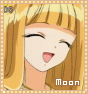 Anime-style character with long blonde hair and bangs, smiling with mouth open, wearing a headband, displayed in a of four identical