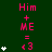 A green background displays repeated pink text 'Him + ME = <3' with white star icons that animate in quantity from one to four across three