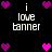 Pixelated icon with black background, white text 'i love banner', and purple/pink heart symbols in various positions.