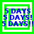 Four identical pixelated display blue text '5 DAYS' repeated three times with increasing exclamation marks on a green and white background