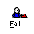 Pixelated character in blue shirt and red shoes with multiple poses and a central document-holding animation.
