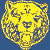 Pixelated yellow circular icon with blue and brown accents, featuring abstract patterns and a central blue shape on a solid blue background.