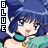 Pixelated anime-style character with blue hair and green collar, shown in multiple poses with 'BLUE' text on left side.