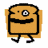 Pixelated toast character with one eye, black mustache, and walking legs on orange background; adjacent toaster appliance icon; burnt toast variant below; "TOAST!!" text right of icons.