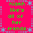 A bright pink background displays green text reading "niamh like's all of her trends" with light blue decorative borders and asterisks, arranged in a pattern