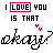 Animated contact sheet of a buddy icon featuring repeated text and heart symbols in various colors and styles across multiple frames.