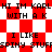 Pixelated text repeats across a red and white checkered background with visible animation distortion.