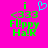 A bright pink background displays green pixelated text and a cyan heart symbol, with the left frame showing an animated heart that is absent in the right frame.