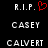 Two identical pixelated text display 'R.I.P.', 'CASEY', and 'CALVERT' with a red heart symbol replacing the period in the left 's 'R.I.P.'