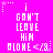Pixelated text on bright pink background with white stars and dotted lines, repeating 'i CAN'T LEAVE HiM ALONE <./8' in two