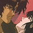 Anime character with red hair and brown clothing in a dynamic pose, next to black background with white text.