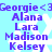 Pixelated text list of names on a light blue background with white snowflake patterns, displayed in two identical vertical
