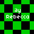 Green and black checkered background with white text reading 'ily Rebecca' in two distinct patterns.