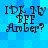 Blue pixelated background with black text reading "IDK My BFF Anber?" in four identical arranged in a
