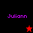 Four- with 'Juliann' text and star symbols; top-left black background, bottom-right red background, two red in middle