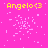 Yellow text 'Angelo<3' appears above scattered white pixel clusters on a bright pink background, with a gray rectangle in the bottom-right corner.