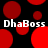 Red circular shapes on black background with repeated white text 'DhaBoss' in pixelated font.