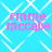 Pixelated pink text 'emme mccabe' on a light blue background with white geometric patterns.